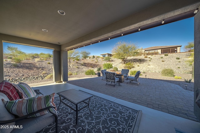 view of patio featuring an outdoor hangout area