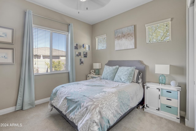 15201 S 183rd Dr, Goodyear, AZ 85338 - bedroom featuring baseboards, a ceiling fan, and light colored carpet
