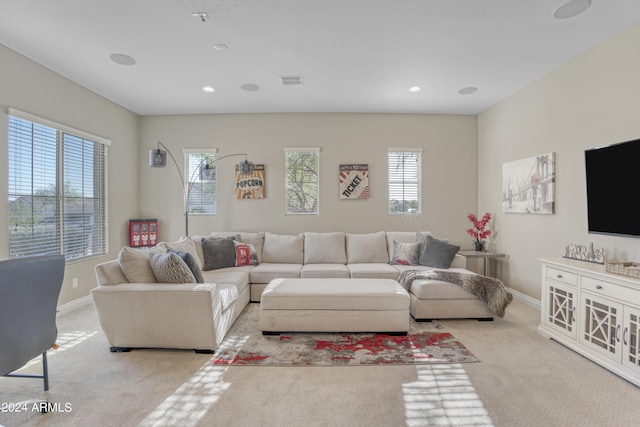 15201 S 183rd Dr, Goodyear, AZ 85338 - carpeted living room with baseboards, visible vents, and recessed lighting