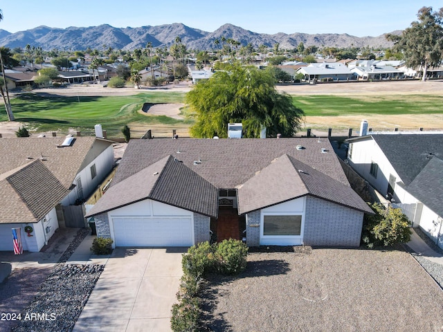 bird's eye view with a mountain view