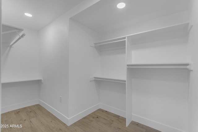 walk in closet featuring wood finished floors