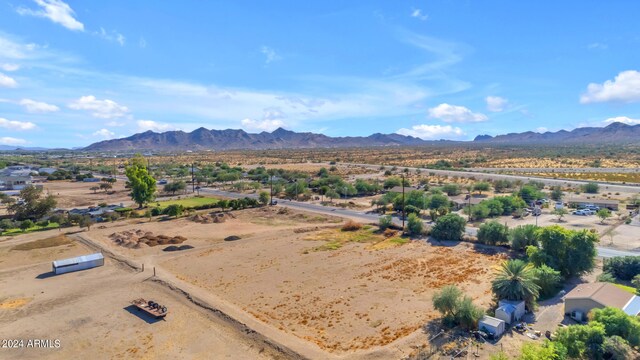 drone / aerial view with a mountain view