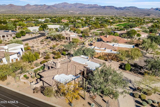 aerial view with a mountain view