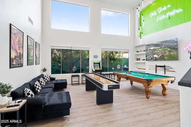 29228 N 48th St, Cave Creek, AZ 85331 - playroom featuring pool table, a high ceiling, visible vents, and wood finished floors