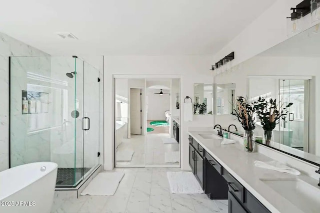29228 N 48th St, Cave Creek, AZ 85331 - full bath with a freestanding tub, a sink, and marble finish floor