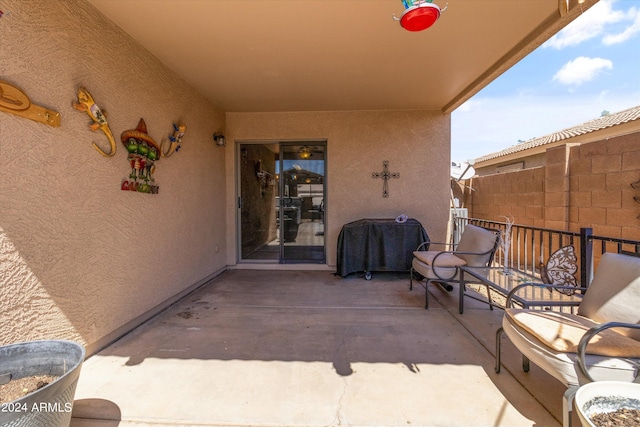 view of patio with grilling area