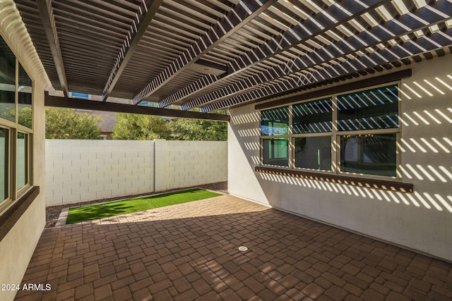 view of patio featuring a pergola