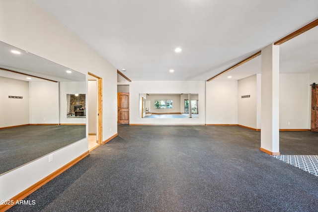 basement featuring a fireplace