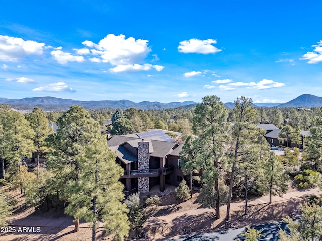 birds eye view of property with a mountain view