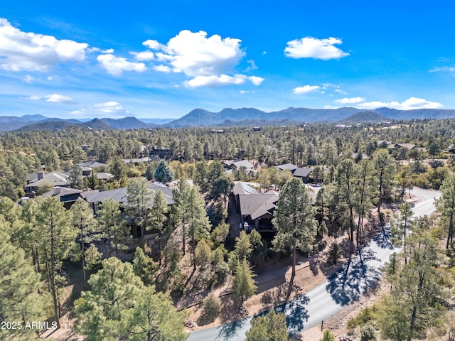 aerial view with a mountain view