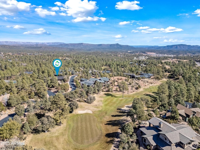 birds eye view of property featuring a mountain view