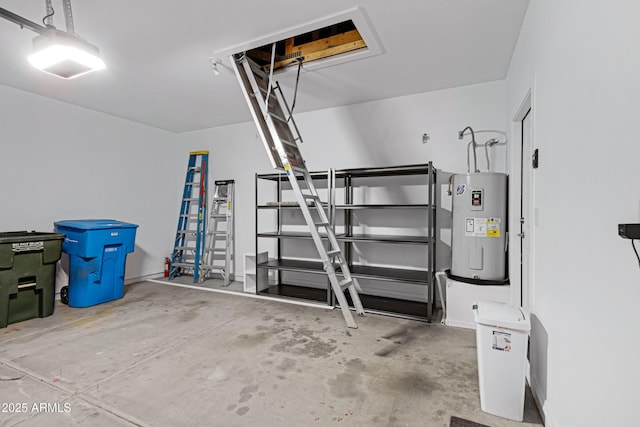 garage with water heater