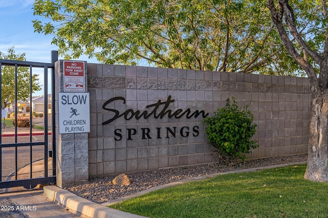 view of community sign