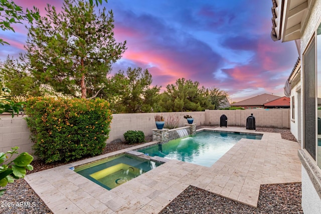 3884 S Wilson Dr, Chandler, AZ 85286 - view of pool with a patio, a fenced backyard, and a pool with connected hot tub