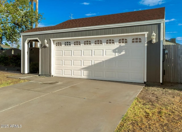 view of detached garage