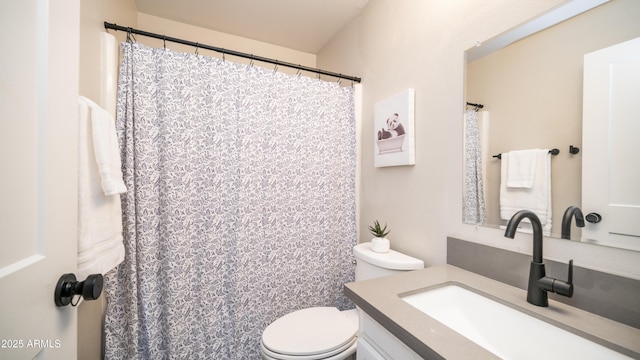 2139 W Obispo Ave, Mesa, AZ 85202 - bathroom with toilet, vanity, and a shower with shower curtain