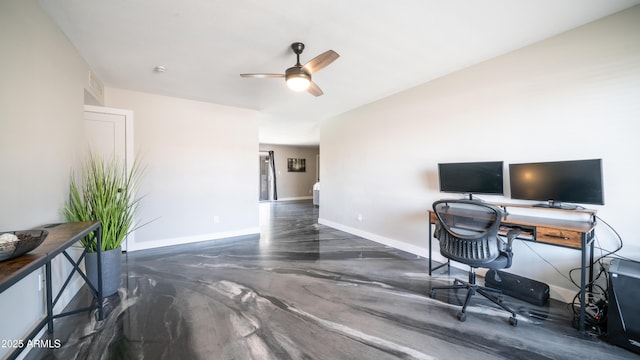 2139 W Obispo Ave, Mesa, AZ 85202 - office space featuring ceiling fan, finished concrete flooring, and baseboards