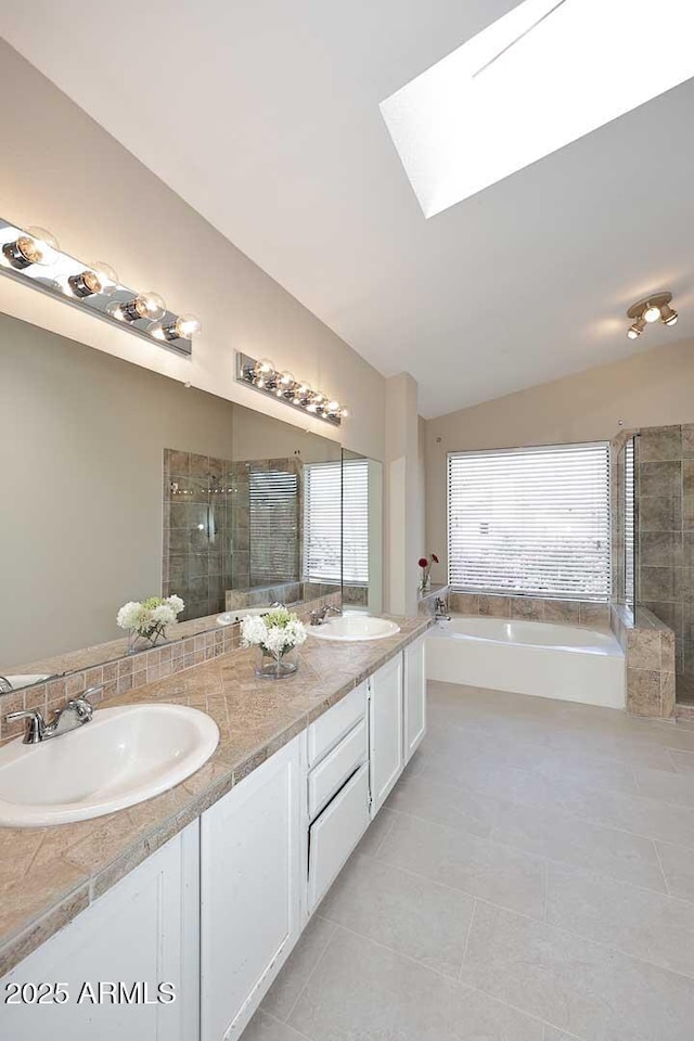 full bathroom with plenty of natural light, a sink, and a shower stall