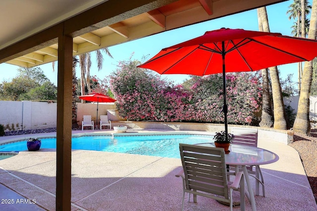 view of pool with a fenced in pool, a patio area, and a fenced backyard