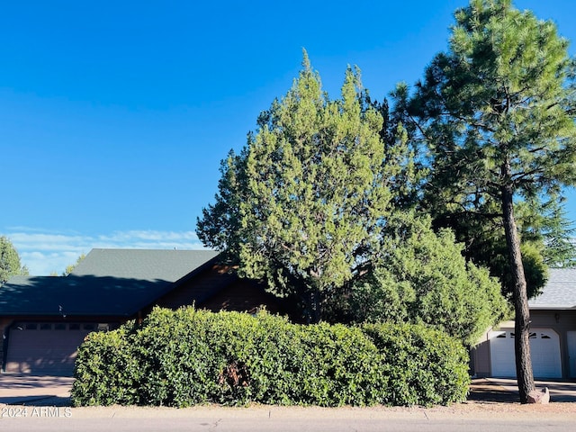 view of property exterior featuring concrete driveway and a garage