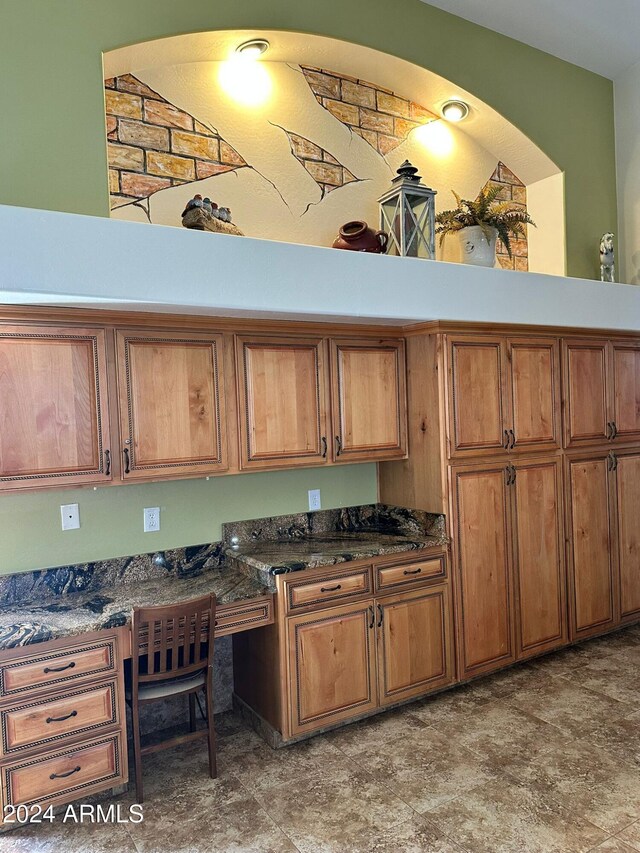 kitchen featuring built in desk