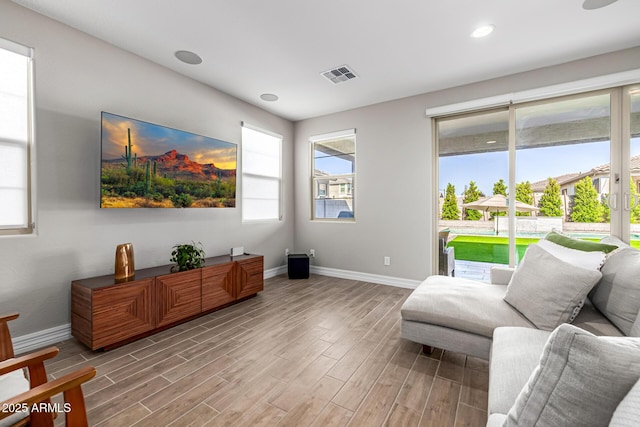 25725 S 230th St, Queen Creek, AZ 85142 - sitting room featuring baseboards, light wood finished floors, visible vents, and recessed lighting