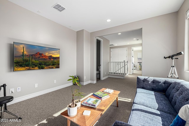 25725 S 230th St, Queen Creek, AZ 85142 - living room with recessed lighting, baseboards, visible vents, and carpet