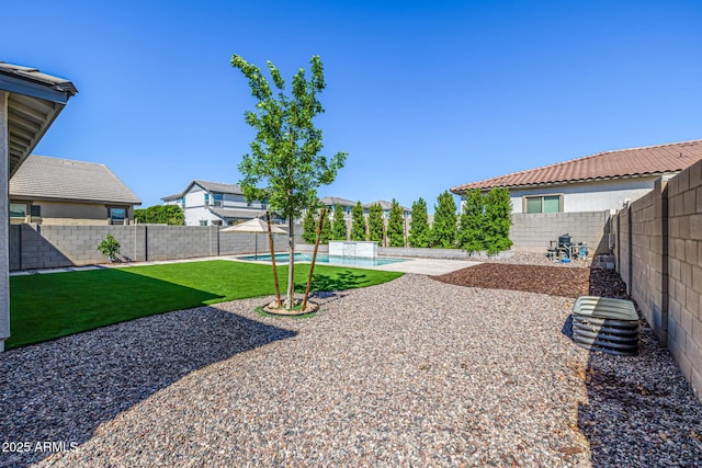 25725 S 230th St, Queen Creek, AZ 85142 - view of yard with a fenced backyard, a patio, and a fenced in pool