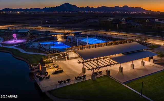 25725 S 230th St, Queen Creek, AZ 85142 - aerial view at dusk featuring a mountain view