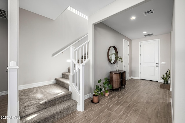 25725 S 230th St, Queen Creek, AZ 85142 - entryway featuring recessed lighting, wood finished floors, visible vents, and baseboards