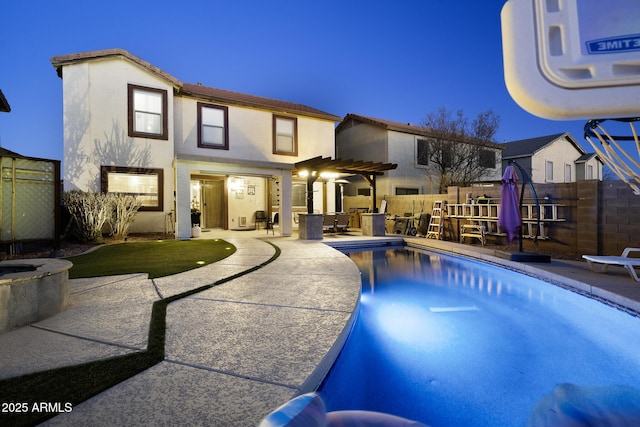 view of pool featuring a fenced in pool, a patio, and fence