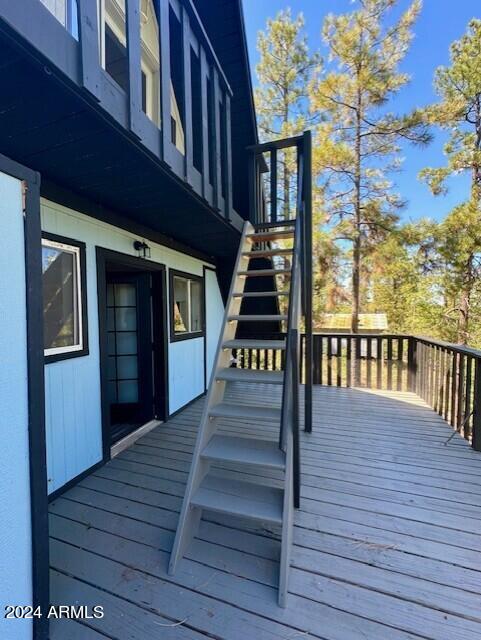 1725 Turkey Mountain Rd, Happy Jack, AZ 86024 - wooden deck featuring stairway