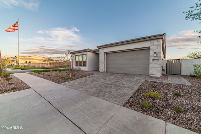 view of front of property featuring a garage