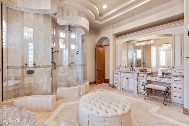 9161 E Superstition Mountain Dr, Gold Canyon, AZ 85118 - bathroom with vanity and a shower with shower door