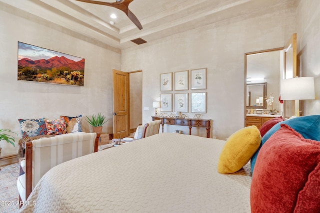 9161 E Superstition Mountain Dr, Gold Canyon, AZ 85118 - bedroom featuring a towering ceiling and ensuite bathroom
