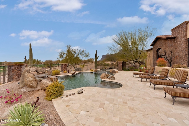 9161 E Superstition Mountain Dr, Gold Canyon, AZ 85118 - view of pool featuring an in ground hot tub and a patio