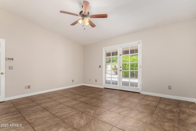 16216 N Runyon Pl, Fountain Hills, AZ 85268 - empty room featuring french doors, ceiling fan, and baseboards