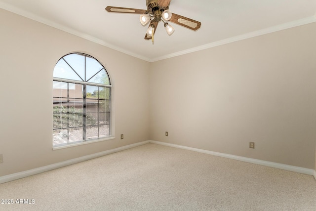 16216 N Runyon Pl, Fountain Hills, AZ 85268 - spare room featuring plenty of natural light, ornamental molding, carpet floors, a ceiling fan, and baseboards