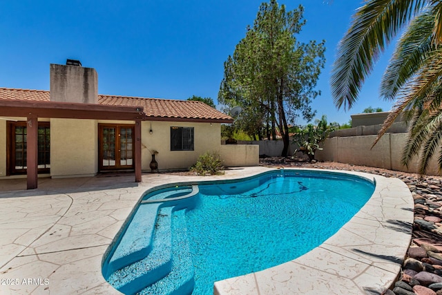 16216 N Runyon Pl, Fountain Hills, AZ 85268 - view of pool with french doors, a fenced backyard, and a patio area