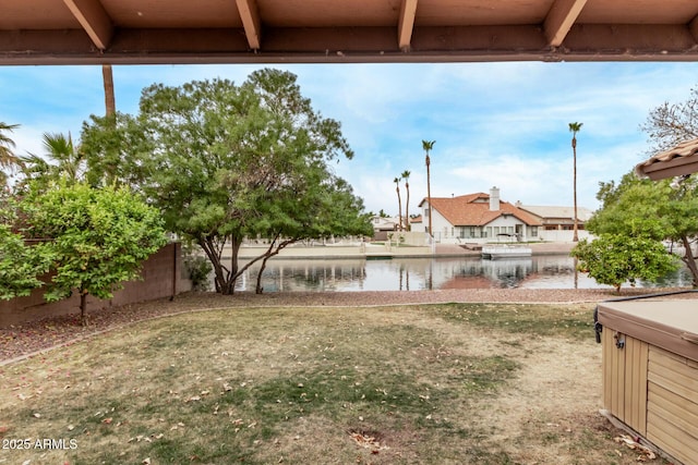 view of yard featuring a water view