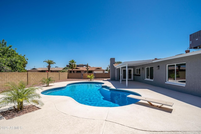 4506 W Golden Ln, Glendale, AZ 85302 - view of pool featuring a fenced backyard, central air condition unit, a fenced in pool, and a patio area