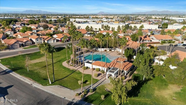 aerial view with a mountain view