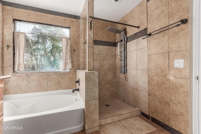 bathroom with plus walk in shower