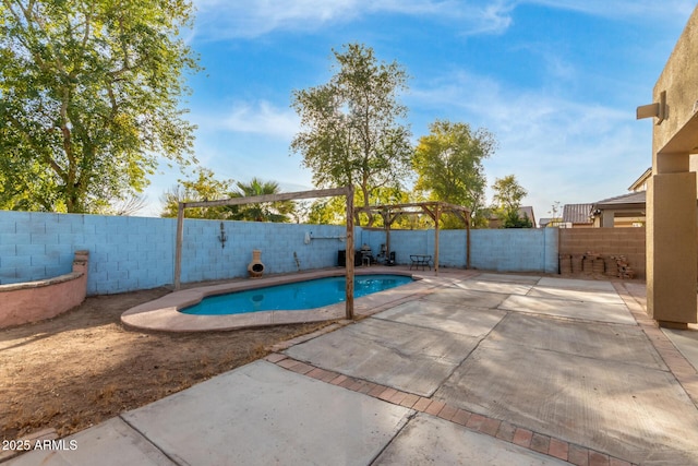 view of pool with a patio area and a pergola