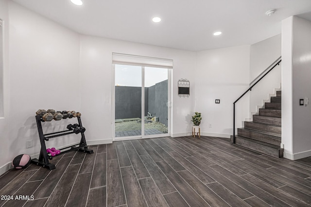 entrance foyer featuring dark wood-type flooring