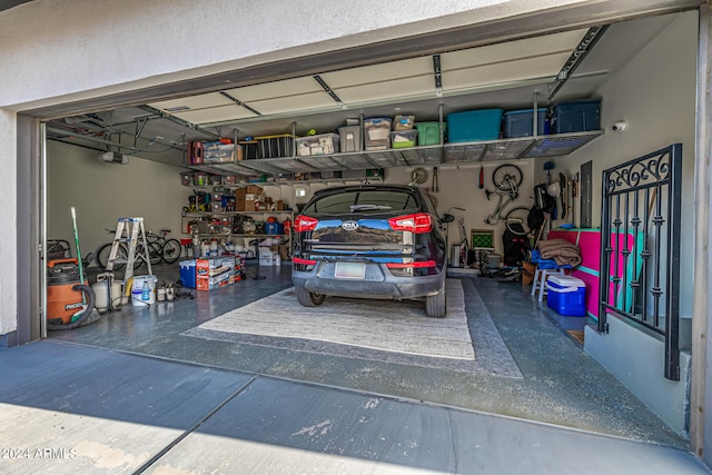 garage with a garage door opener