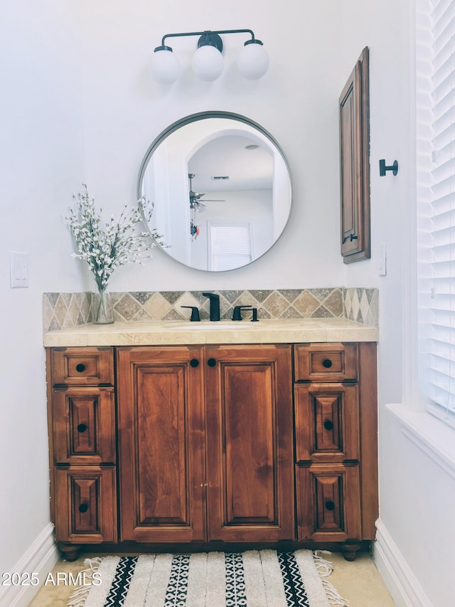 22406 S 173rd Way, Gilbert, AZ 85298 - bathroom featuring a ceiling fan, vanity, and tile patterned flooring