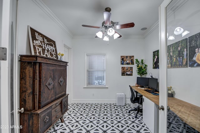 22406 S 173rd Way, Gilbert, AZ 85298 - office area with ceiling fan and crown molding