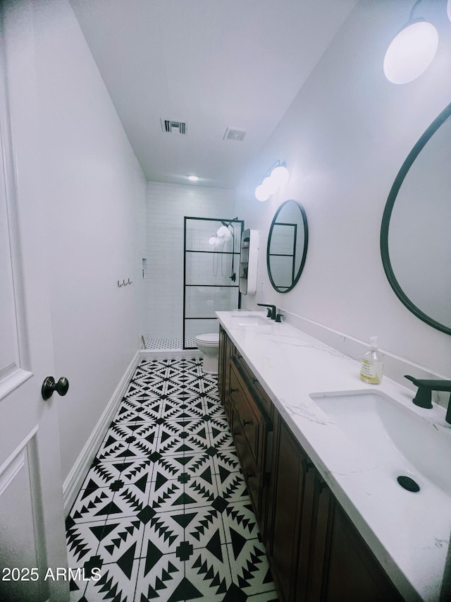 22406 S 173rd Way, Gilbert, AZ 85298 - full bath featuring double vanity, a tile shower, and tile patterned flooring