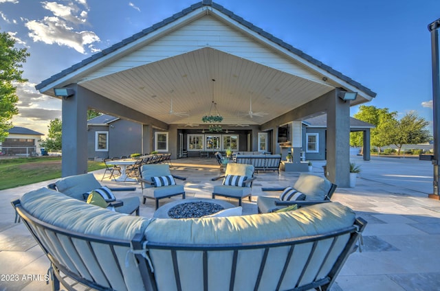 22406 S 173rd Way, Gilbert, AZ 85298 - view of patio featuring an outdoor living space with a fire pit and a ceiling fan